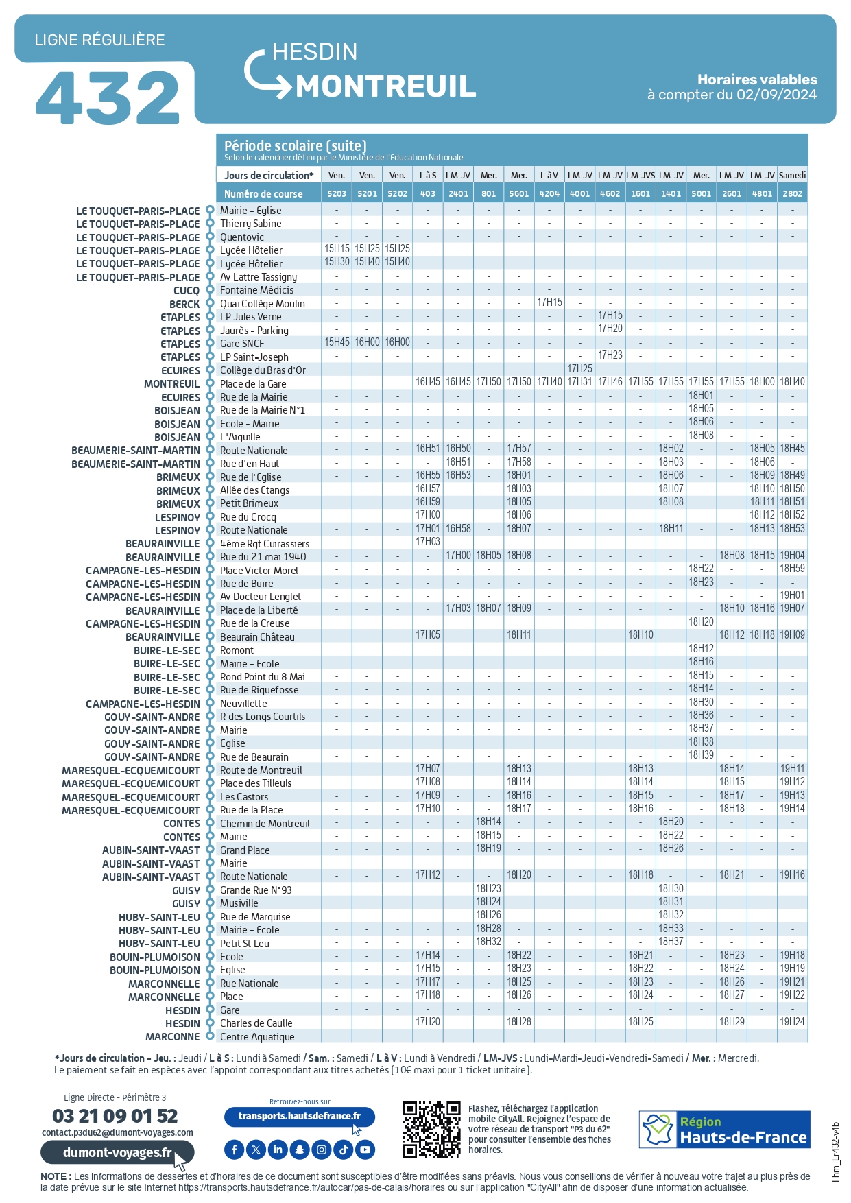 horaires ligne 432
                                                            