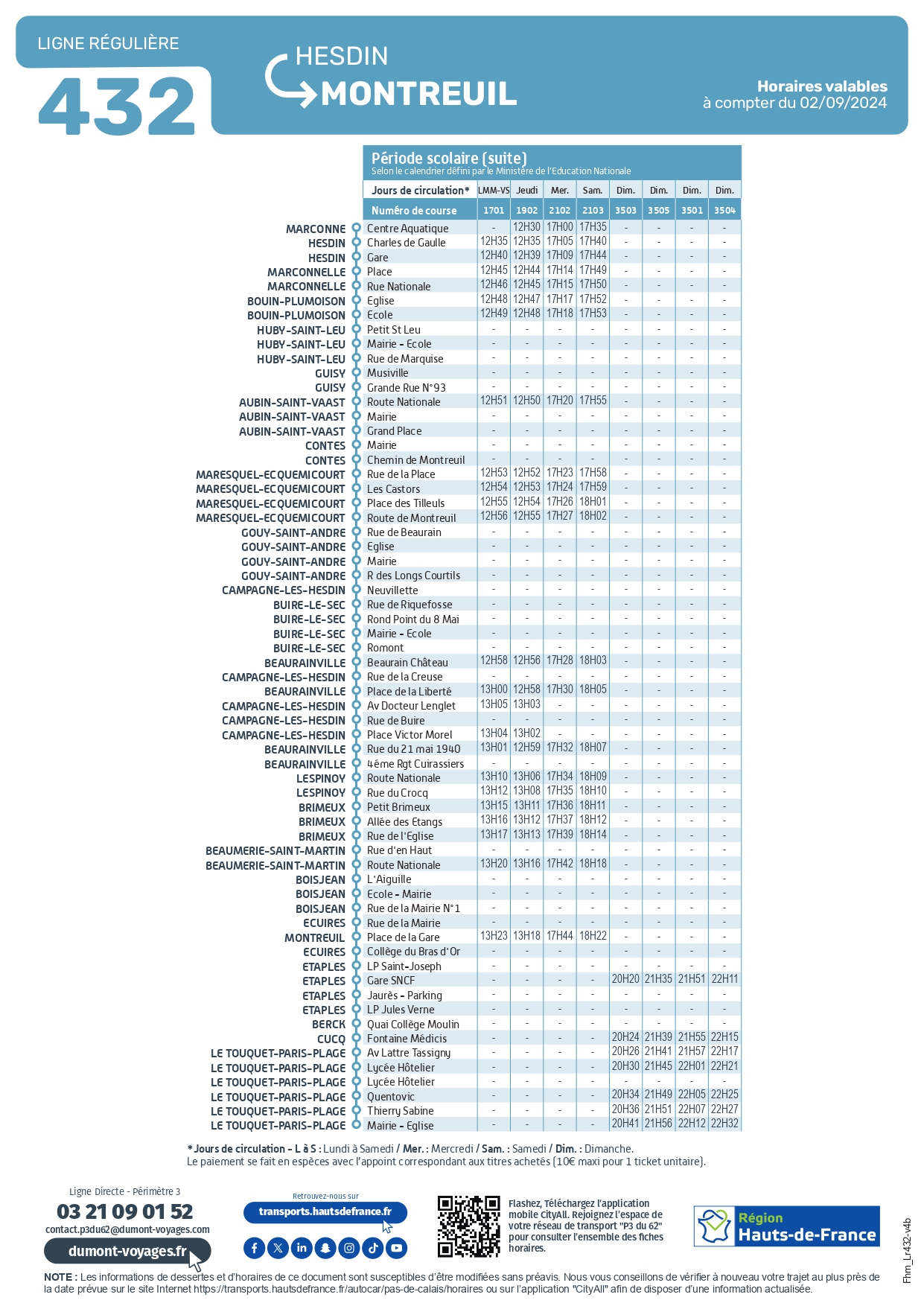horaires ligne 432
                                                            